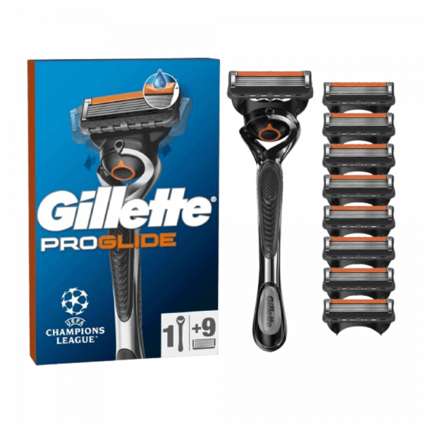 Gillette ProGlide Razor for Men, 1 Gillette Razor, 9 Blade Refills