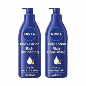 NIVEA Rich Nourishing Body Lotion (400ml), NIVEA Moisturiser for Dry Skin Made with Deep Moisture Serum