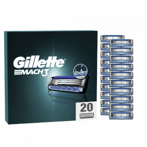 3 Gillette Mach3 Razor Blades Men, Pack of 20 Razor Blade Refills, Upgraded Lubrastrip for an Enhanced Glide