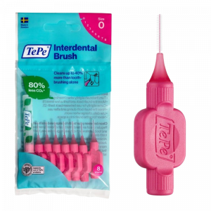 TePe Interdental Brushes | Type: Original | Pink | Size 0 (0.4mm) | 1 Pack of 8 Brushes