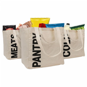 3 Canvas Tote Bag with Safety Labels Double Handles