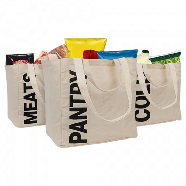 3 Canvas Tote Bag with Safety Labels Double Handles
