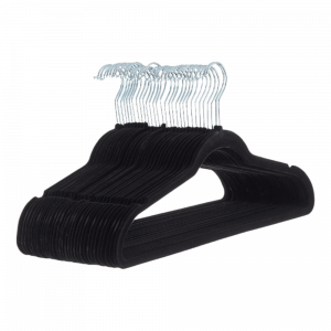 Amazon Basics Slim Velvet Non-Slip Suit Hangers - 30-Pack, Black/Silver