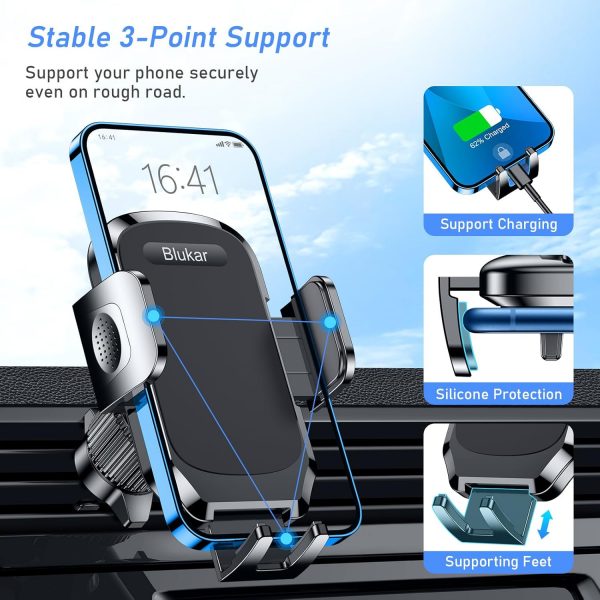 A Blukar Car Phone Holder, Air Vent Car Phone Mount Cradle 360° Rotation - Image 2