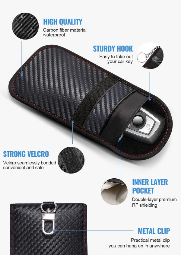 Faraday Pouch for car Keys,Faraday Bag | Car Key Signal Blocking Pouch | Keyless Entry Car Keys Case - Image 2
