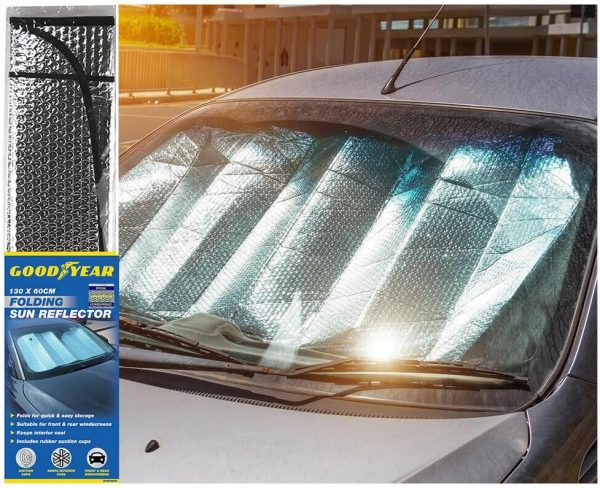 Goodyear Folding Windshield Sun Shade 130 * 60cm – Durable UV & Heat Blocker