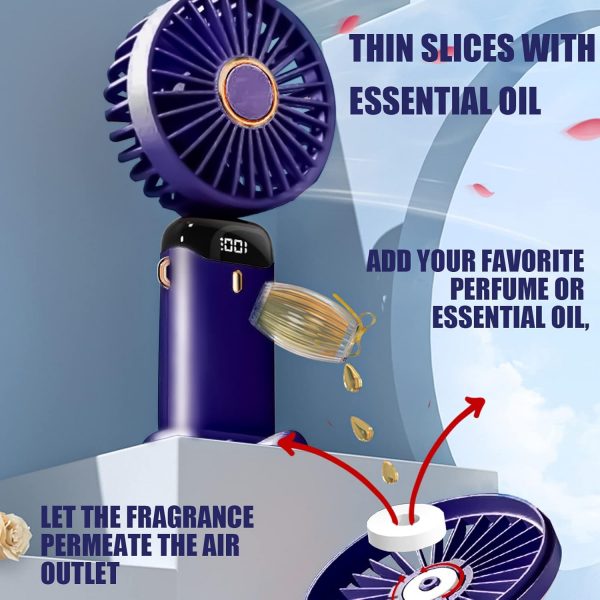 Jsdoin Hand Held Fan,Portable Handheld USB Rechargeable Fans with 5 Speeds - Image 2