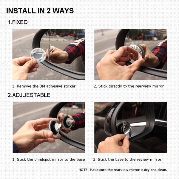 BEEWAY Blind Spot Mirrors, Round Frameless 360° Rotate - Image 4