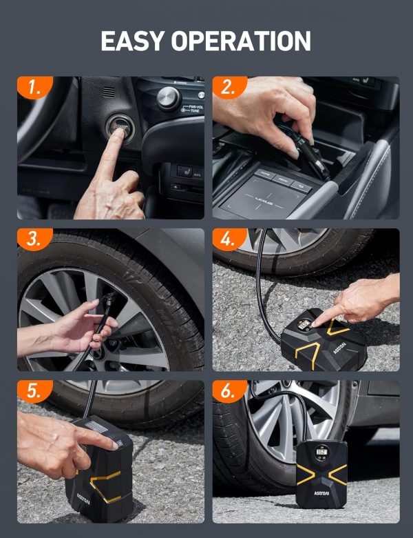 AstroAI Tyre Inflator Air Compressor 12V DC, Digital Car Tyre Pump 150 - Image 3