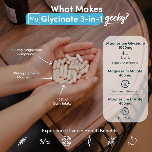 Magnesium Glycinate 3-in-1 Complex - 1800mg Supplements as Bisglycinate - Image 3