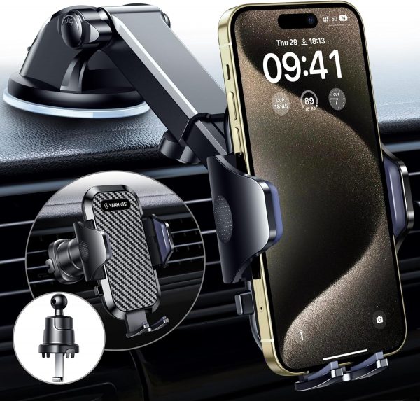 VANMASS 2025 BEST Car Phone Holder [Upgraded Suction & Clip]Rotatable