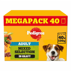PEDIGREE - Adult Wet Dog Food Pouches - 40 x 100 g - Mixed Selection in Gravy - Dog Food Wet Bulk Pack