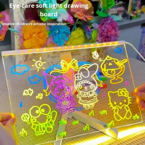 LED Message Board with 7 Colors Pen/Stand,Acrylic Dry Erase Board,Art 30X20CM