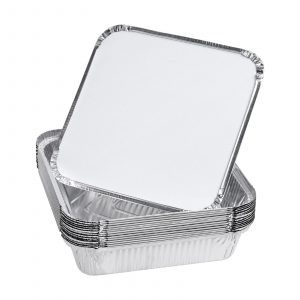 Aluminium Foil Food Containers with Lids Takeaway Catering Recyclable 9x9x2 Inch