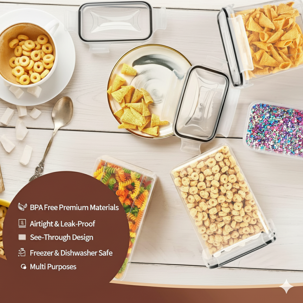 Airtight Food Storage Container Set Kitchen Pantry Organization Cereal 24 Piece - Image 5