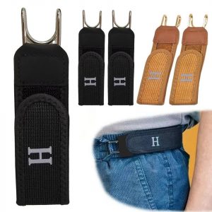 Tactical Metal Hook Elastic Belt Unisex Buckle,Less Invisible Waist Belt Closure
