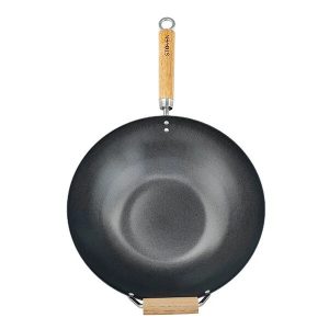 Stoven Wok - 34cm Non-Stick Carbon Steel Heavy Gauge Induction Helper Handle